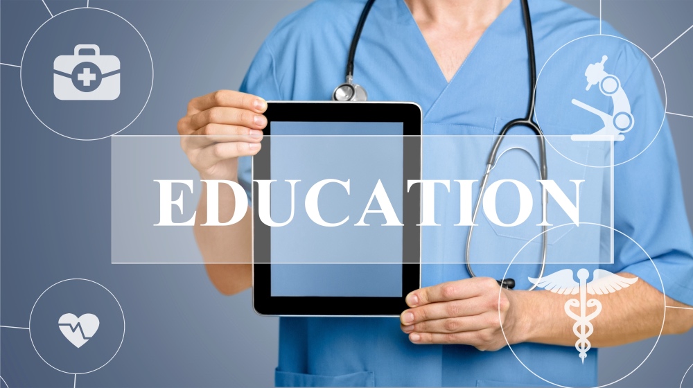 Doctor,Pushing,Button,Education,Healthcare,Network,On,Virtual,Panel,Medicine.